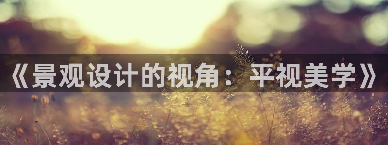 新宝GG寥78778：《景观设计的视角：平视美学》